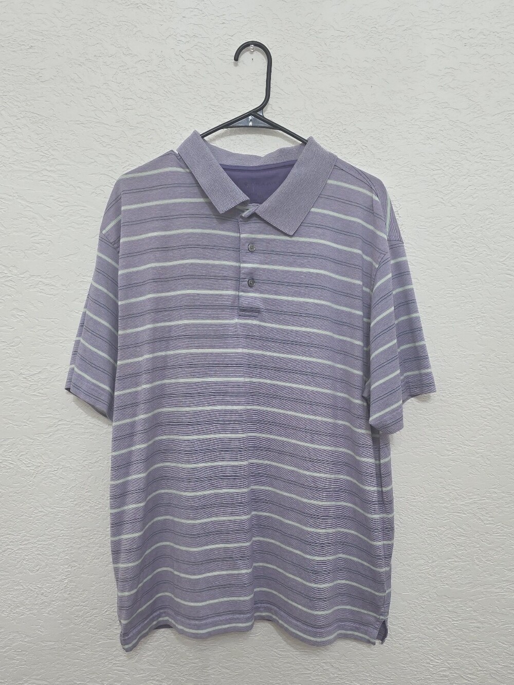 Jos A Bank Lavender and White Striped Polo Shirt